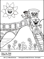 Traci the Train coloring page for kids.
